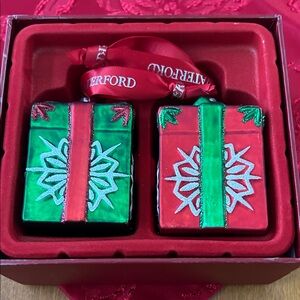 Waterford Holiday Heirlooms Gift Box Ornaments - Red and Green
